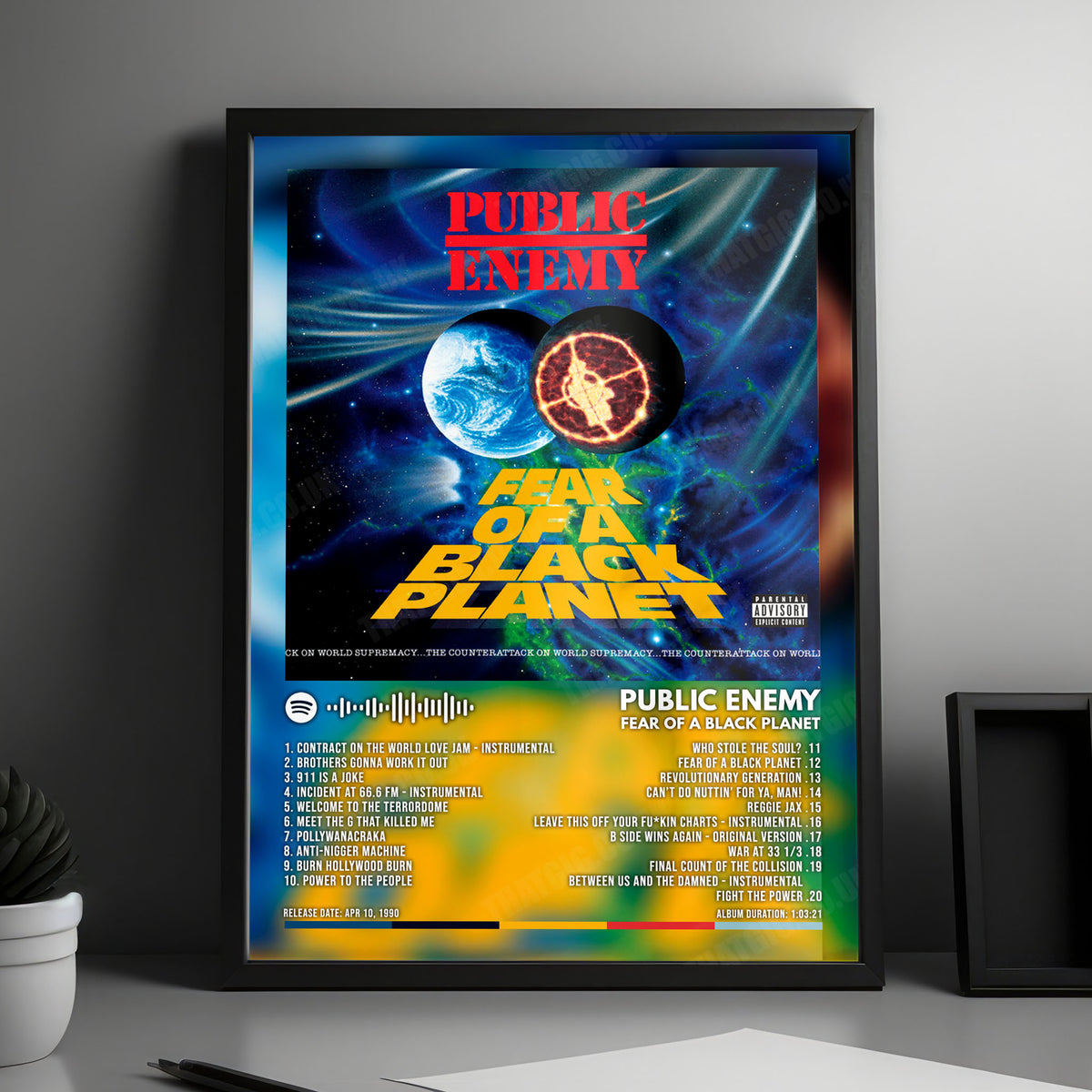 Public Enemy "Fear Of A Black Planet" Album Cover Poster - with Complete Tracklist
