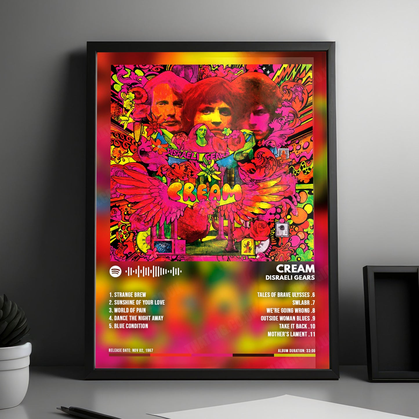 Cream "Disraeli Gears " Album Cover Poster - with Complete Tracklist
