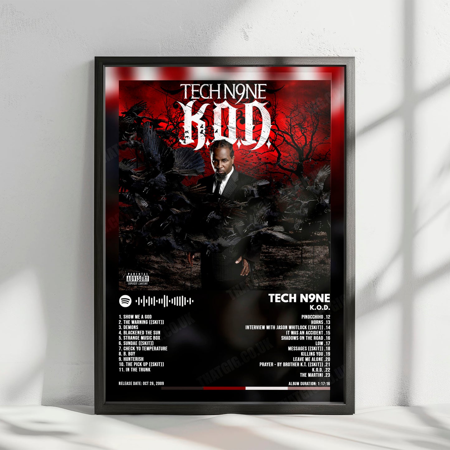 Tech N9ne "K.O.D. " Album Cover Poster - with Complete Tracklist