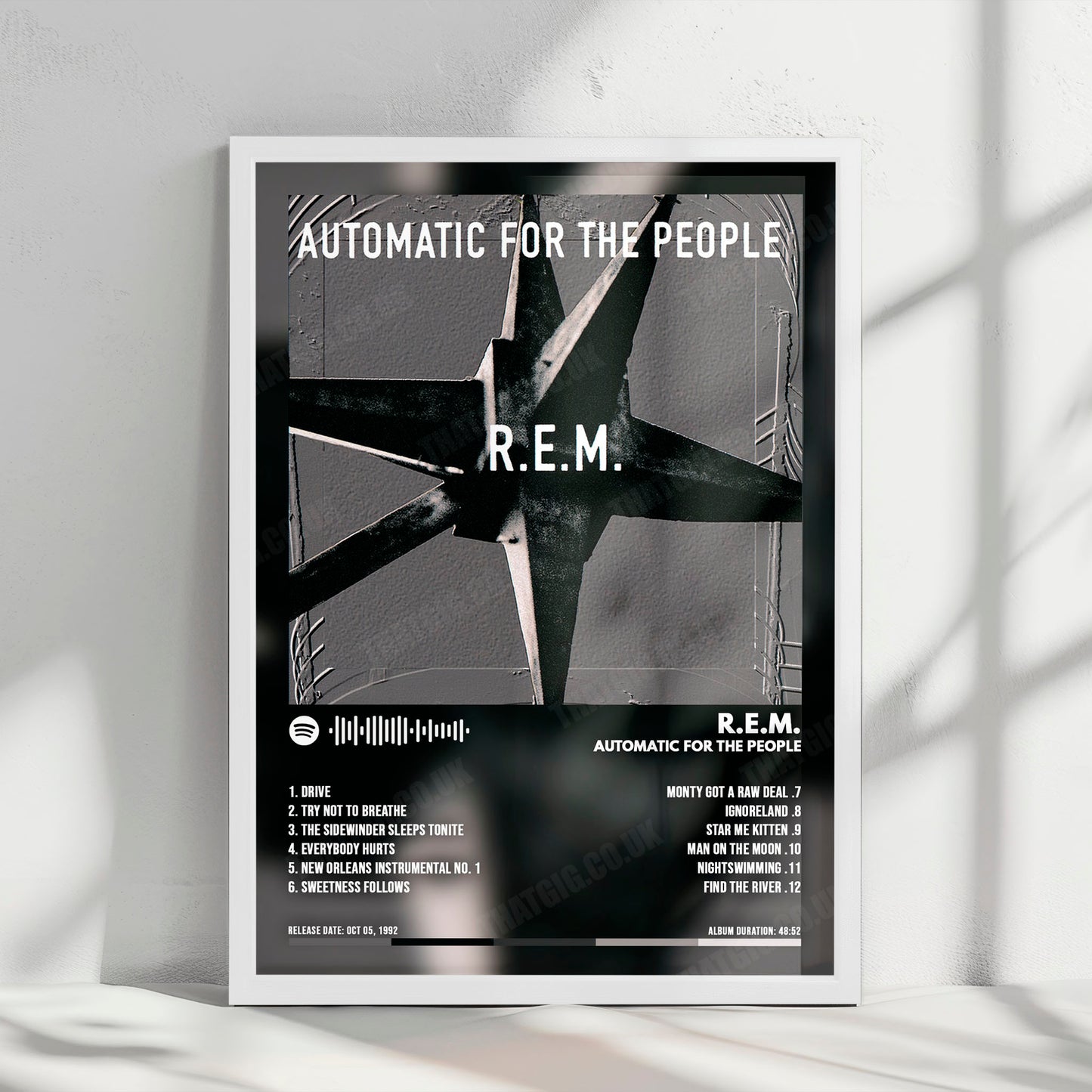 R.E.M. "Automatic for the People" Album Cover Poster - with Complete Tracklist