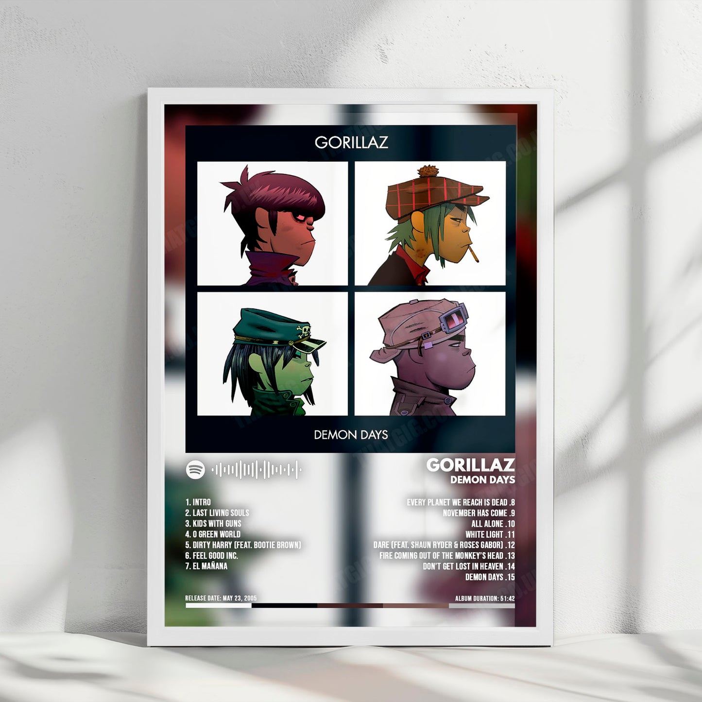 Gorillaz "Demon Days " Album Cover Poster - with Complete Tracklist