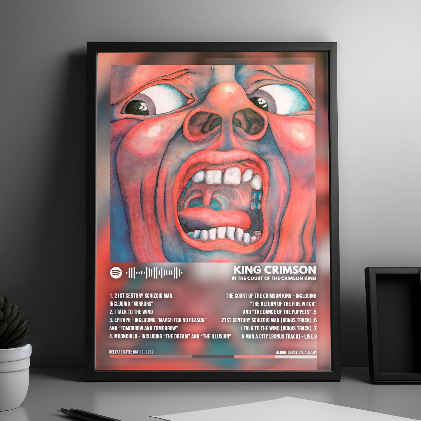 King Crimson "In the Court of the Crimson King " Album Cover Poster - with Complete Tracklist