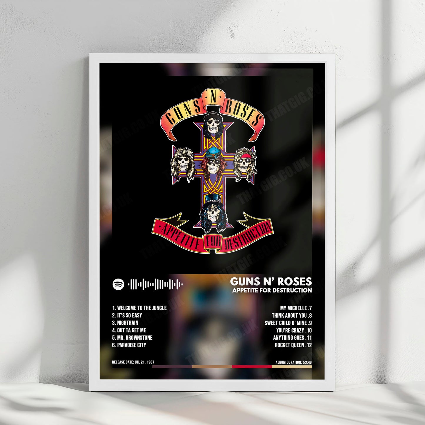 Guns N' Roses "Appetite for Destruction" Album Cover Poster - with Complete Tracklist