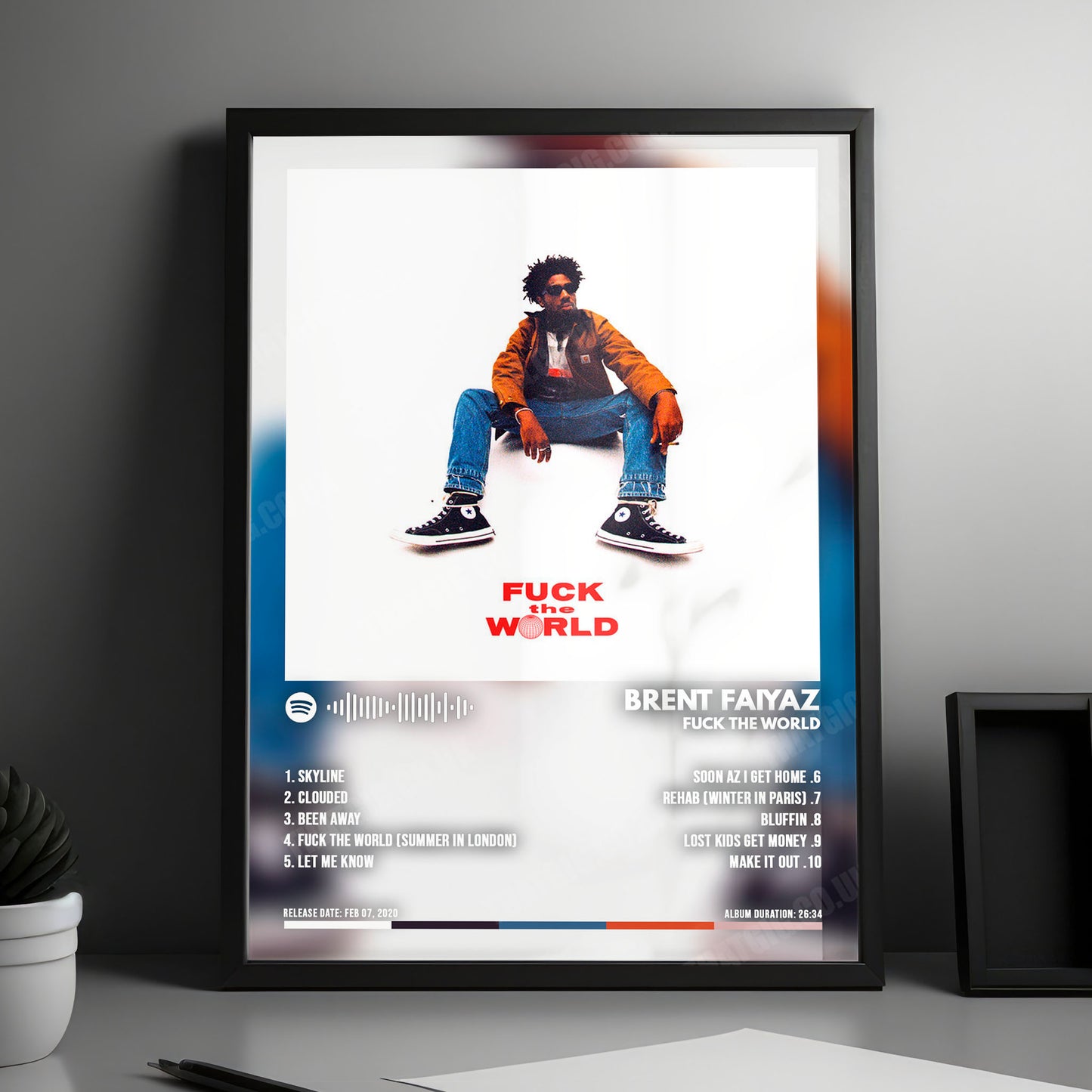 Brent Faiyaz "Fuck the World" Album Cover Poster - with Complete Tracklist