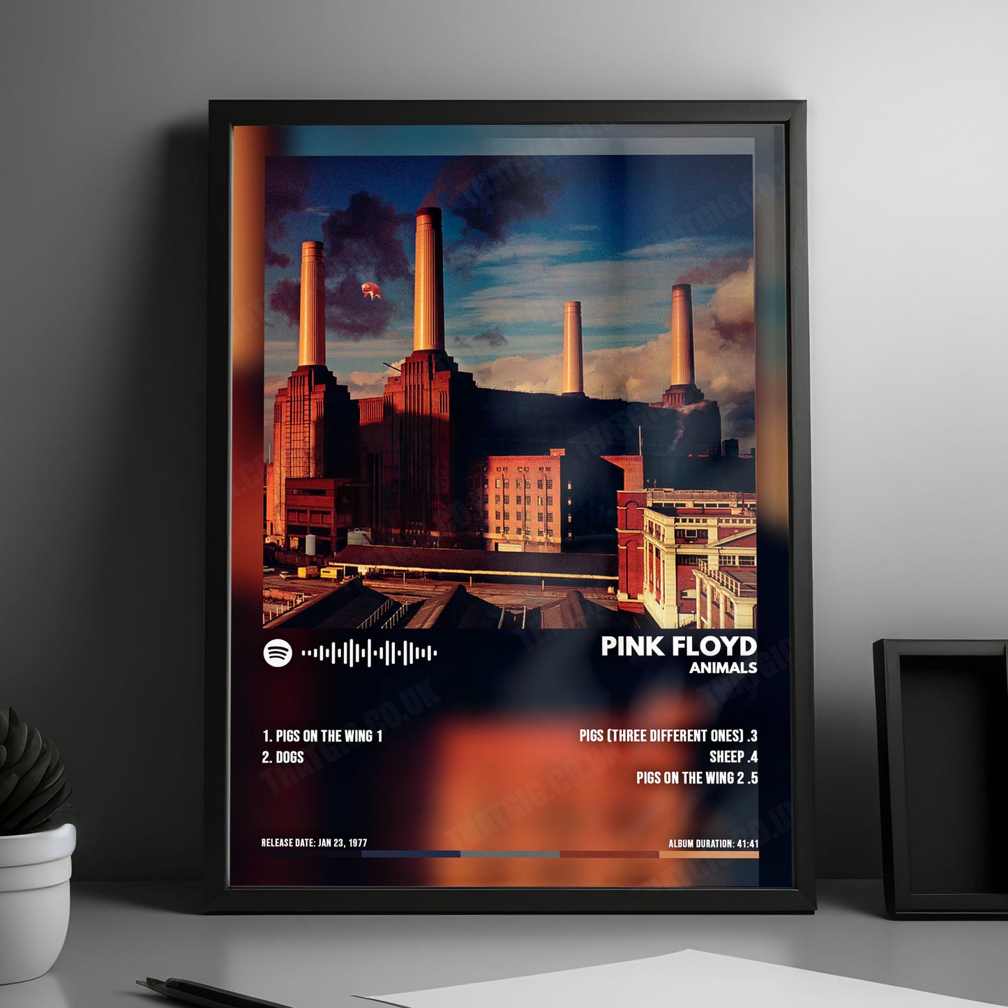 Pink Floyd "Animals " Album Cover Poster - with Complete Tracklist