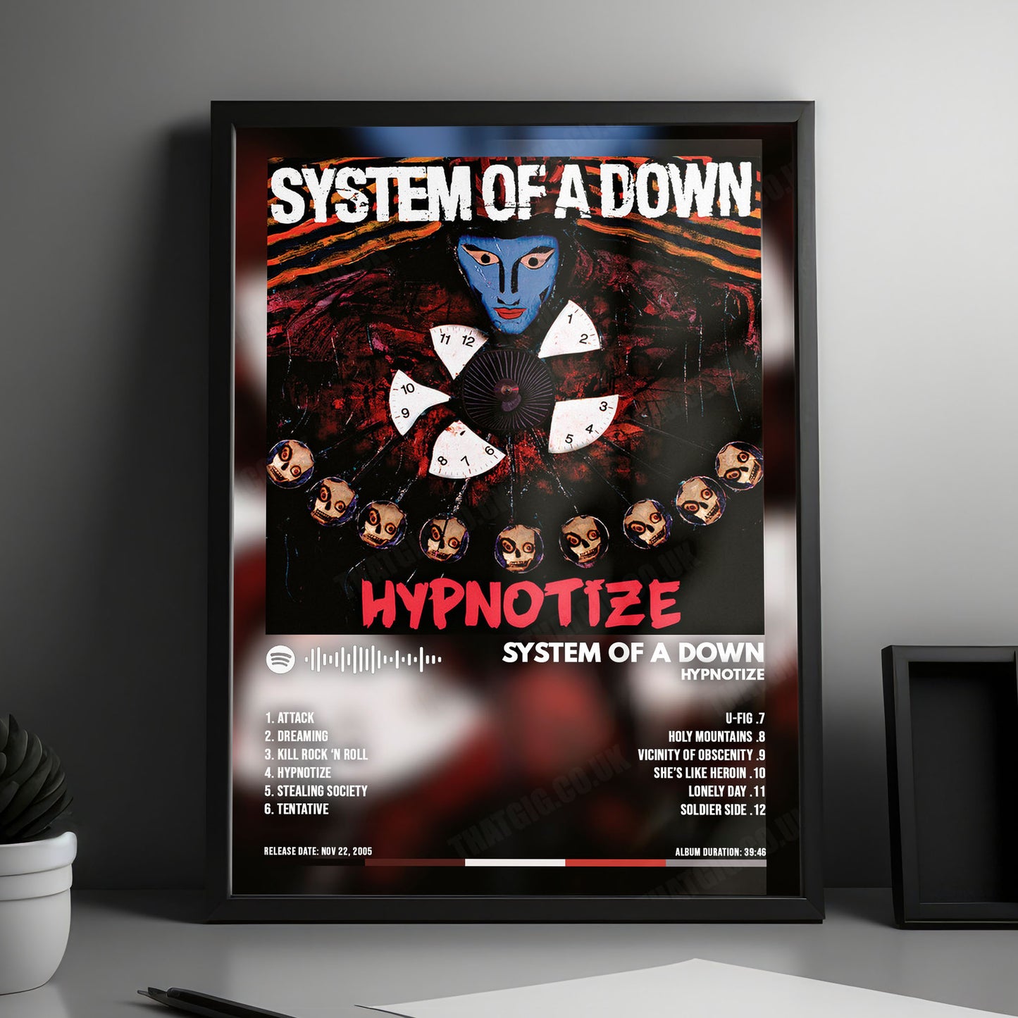 System of a Down "Hypnotize " Album Cover Poster - with Complete Tracklist