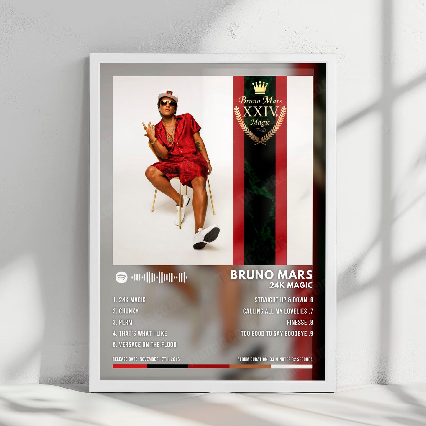 Bruno Mars "24K Magic" Album Cover Poster - with Complete Tracklist