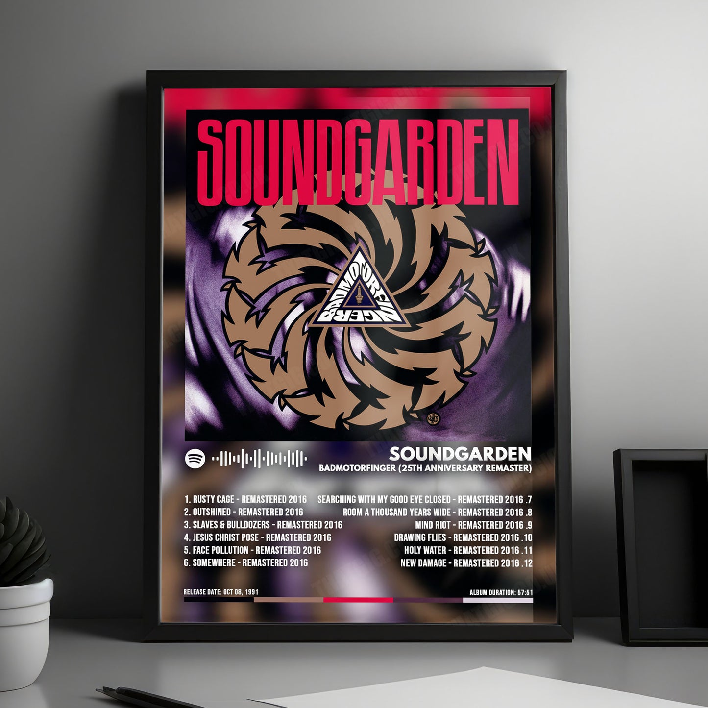 Soundgarden "Badmotorfinger" Album Cover Poster - with Complete Tracklist