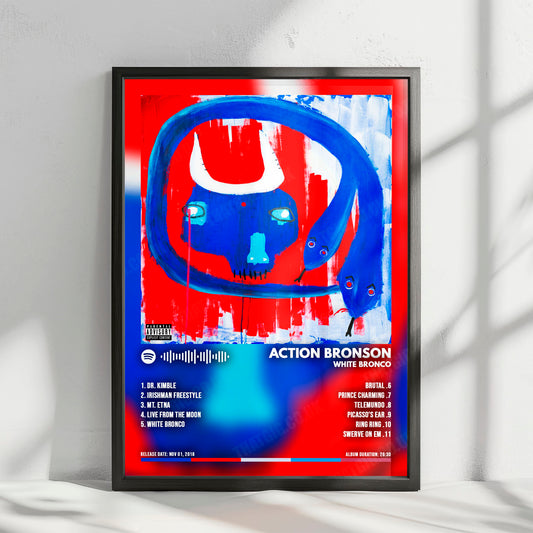 Action Bronson "White Bronco" Album Cover Poster - with Complete Tracklist