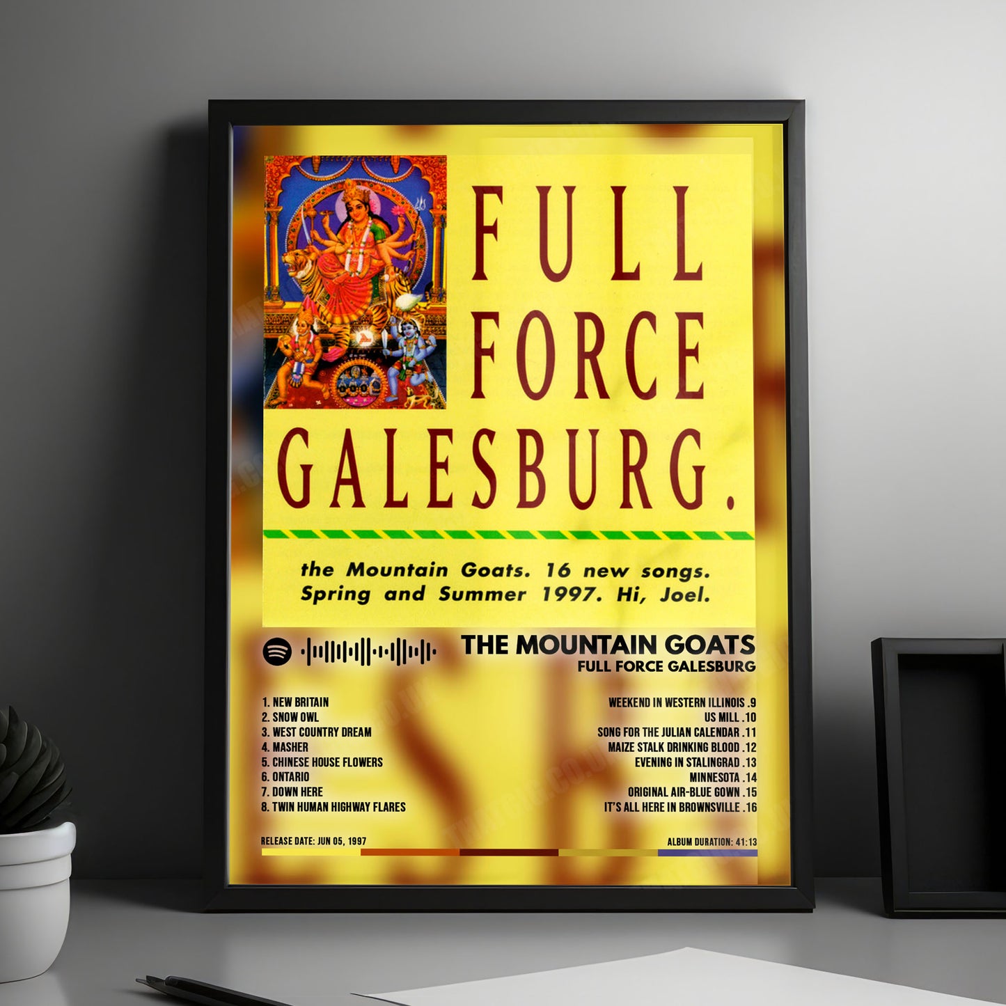 Mountain Goats "Full Force Galesburg" Album Cover Poster - with Complete Tracklist