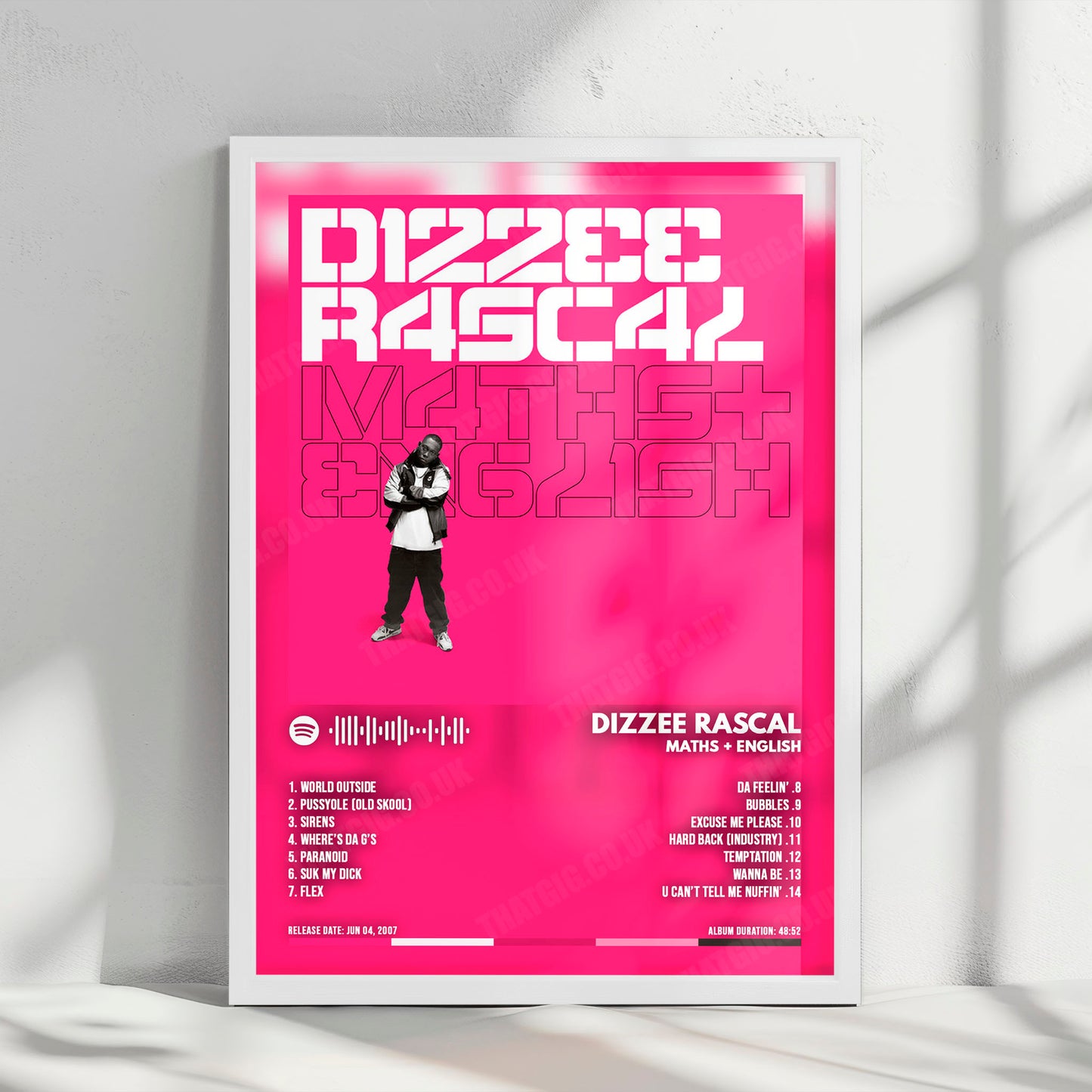Dizzee Rascal "Maths + English" Album Cover Poster - with Complete Tracklist