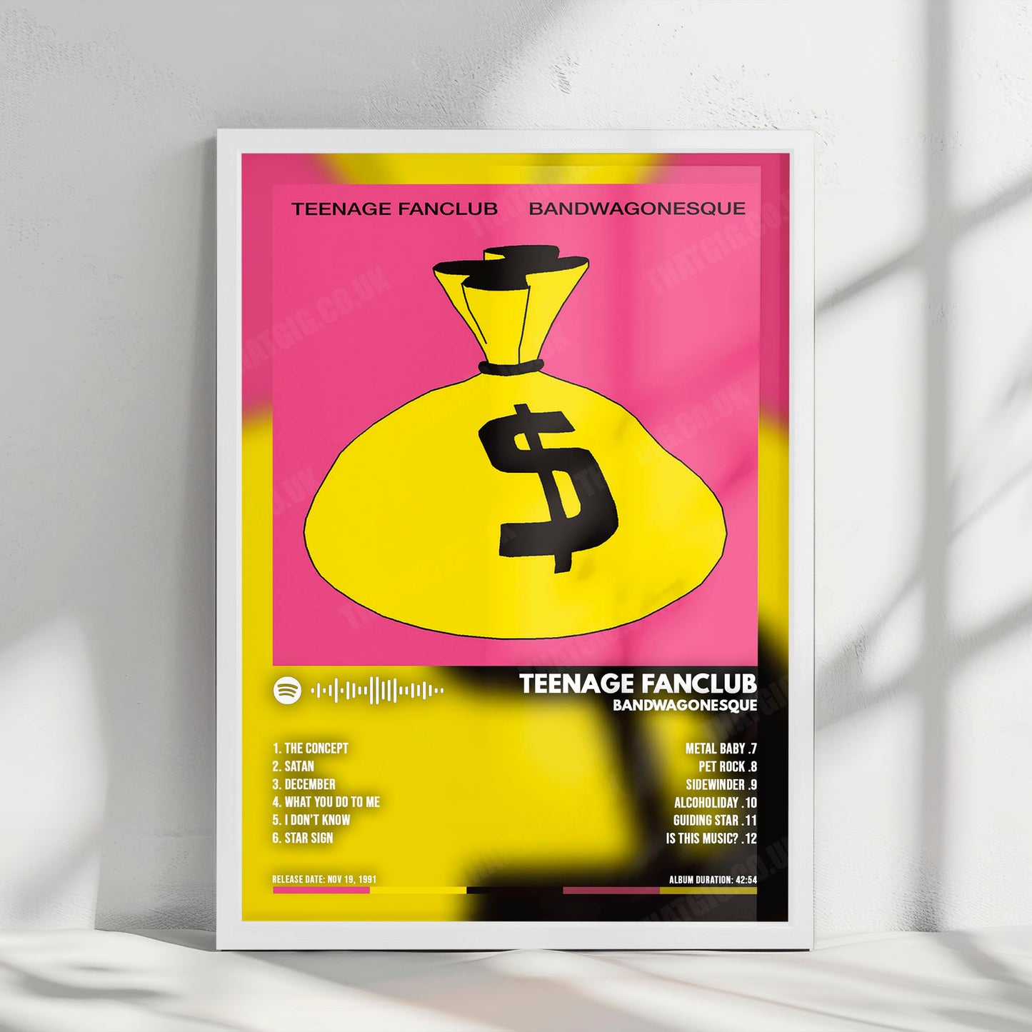 Teenage Fanclub "Bandwagonesque" Album Cover Poster - with Complete Tracklist