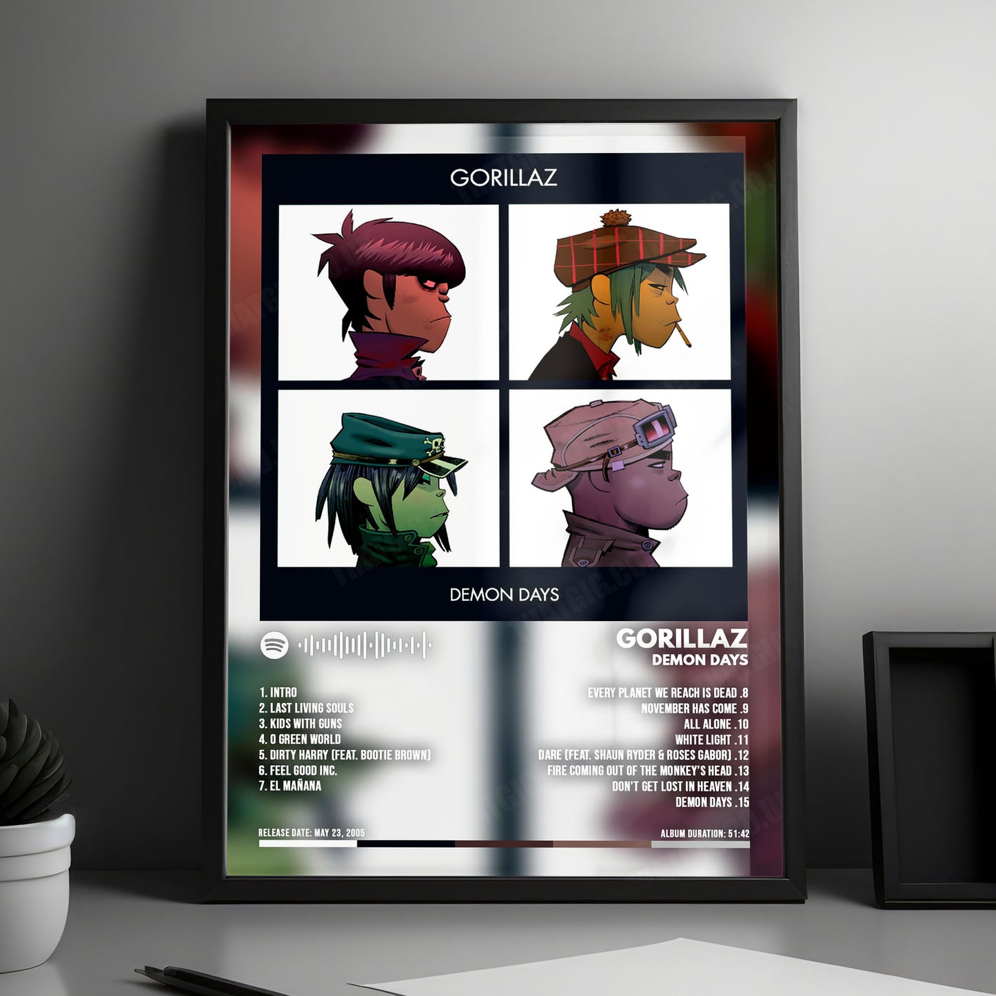 Gorillaz "Demon Days " Album Cover Poster - with Complete Tracklist