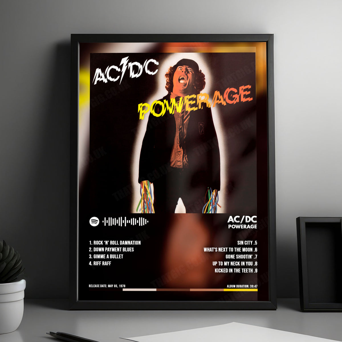 AC/DC "Powerage" Album Cover Poster - with Complete Tracklist