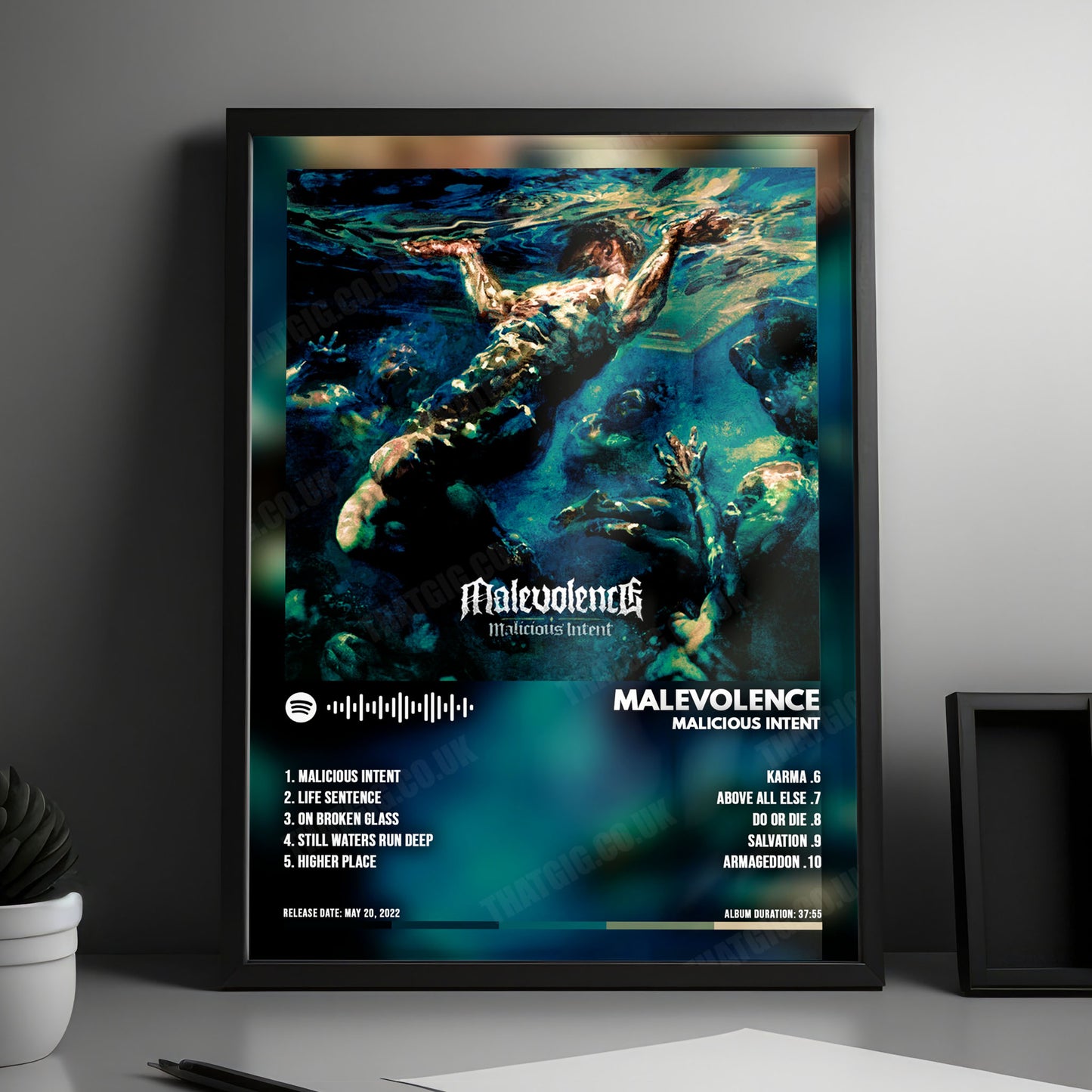 Malevolence "Malicious Intent" Album Cover Poster - with Complete Tracklist