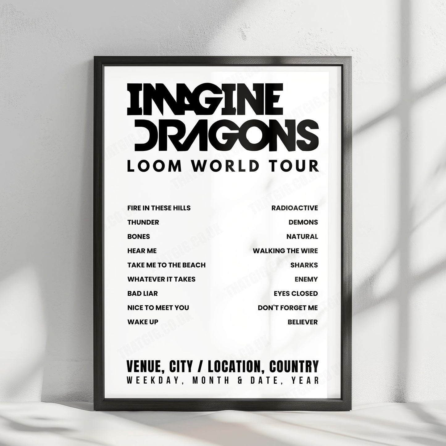 Imagine Dragons Setlist Poster - Hollywood Bowl, Los Angeles - October 22nd, 2024