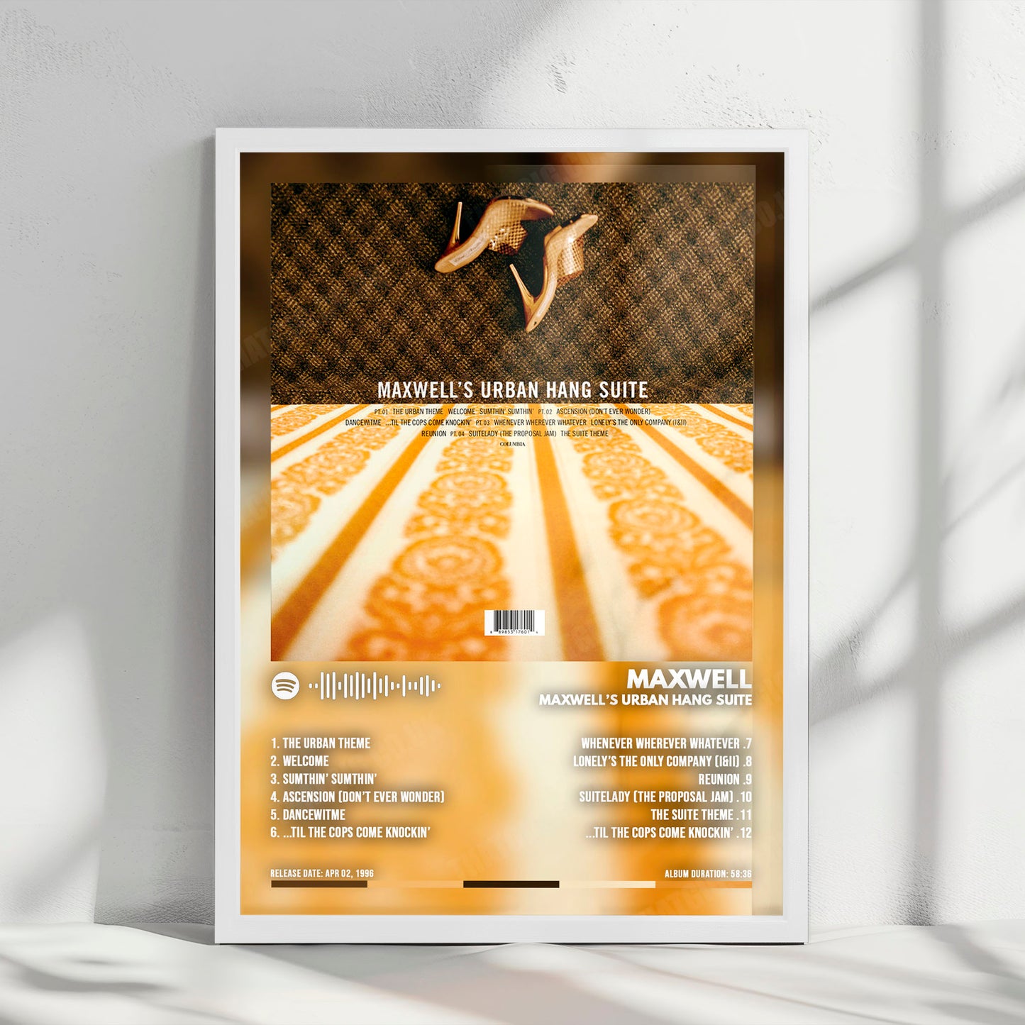 Maxwell "Urban Hang Suite " Album Cover Poster - with Complete Tracklist