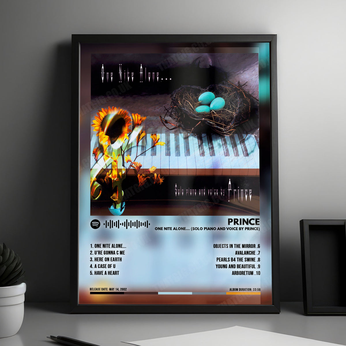 Prince "One Nite Alone... (Solo Piano and Voice by Prince)" Album Cover Poster - with Complete Tracklist