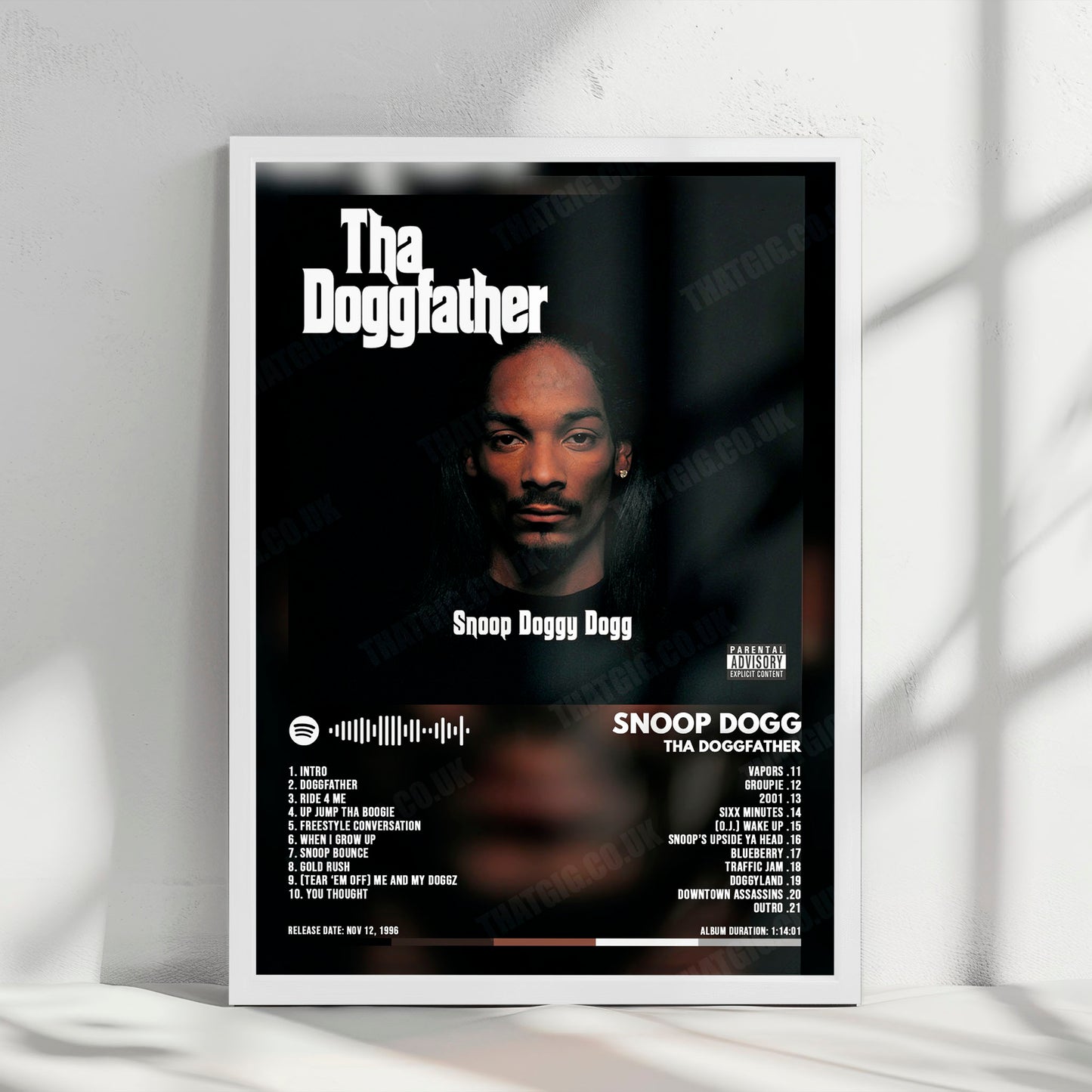 Snoop Dogg "Tha Doggfather" Album Cover Poster - with Complete Tracklist