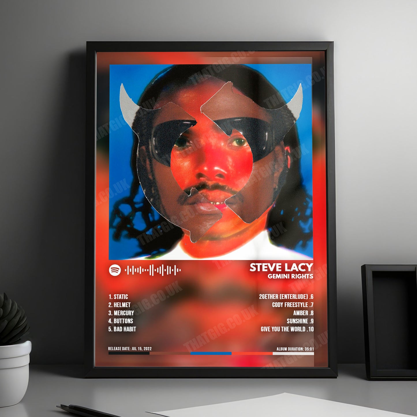 Steve Lacy "Gemini Rights" Album Cover Poster - with Complete Tracklist