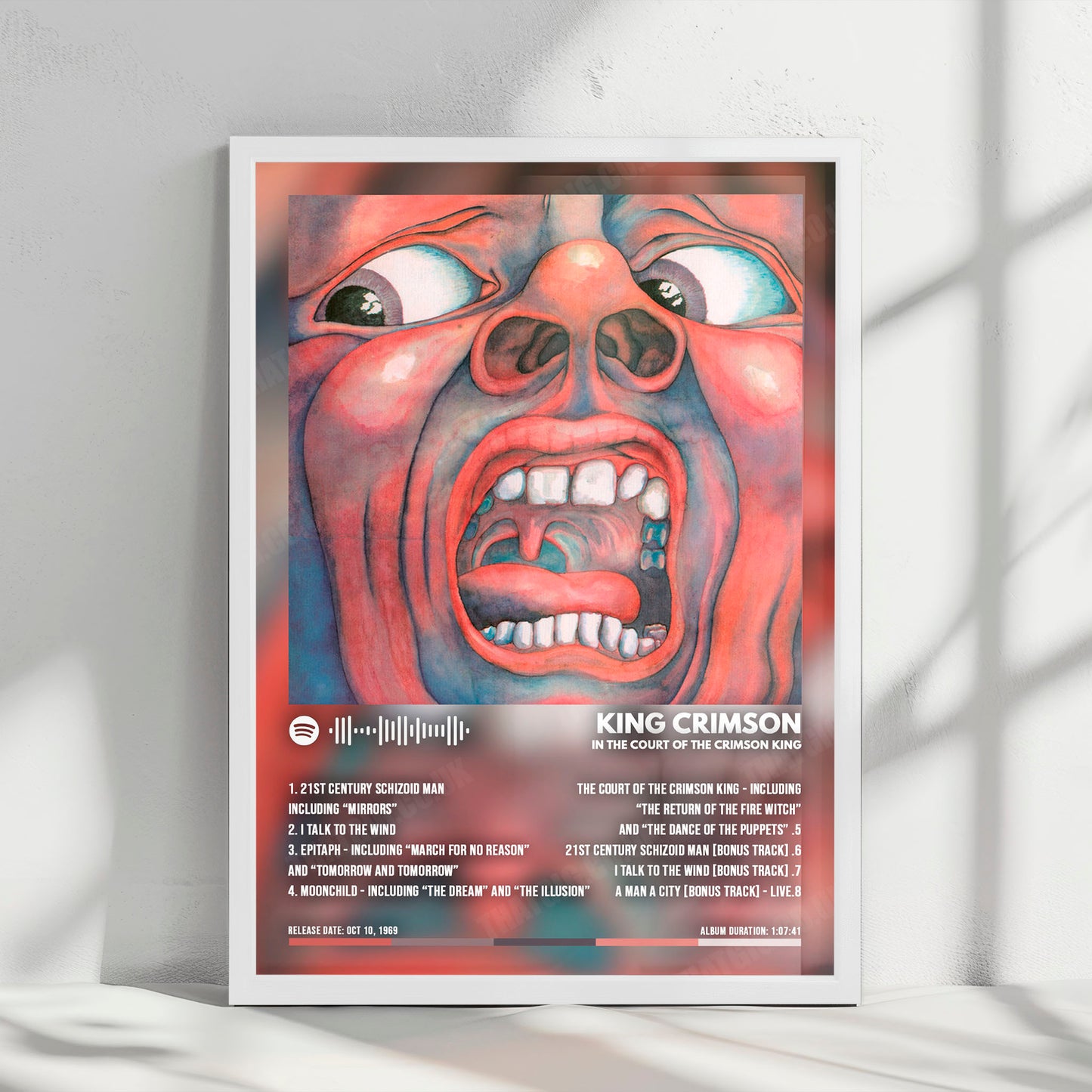 King Crimson "In the Court of the Crimson King " Album Cover Poster - with Complete Tracklist