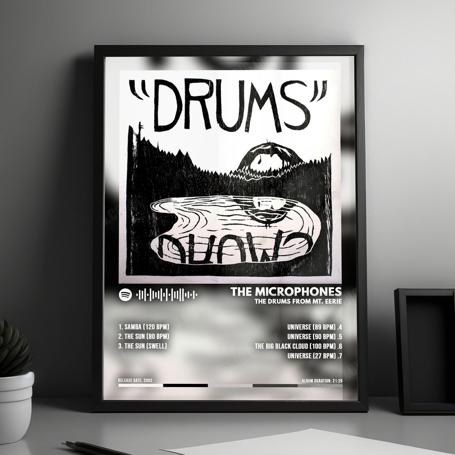 The Microphones "The Drums from Mt. Eerie" Album Cover Poster - with Complete Tracklist