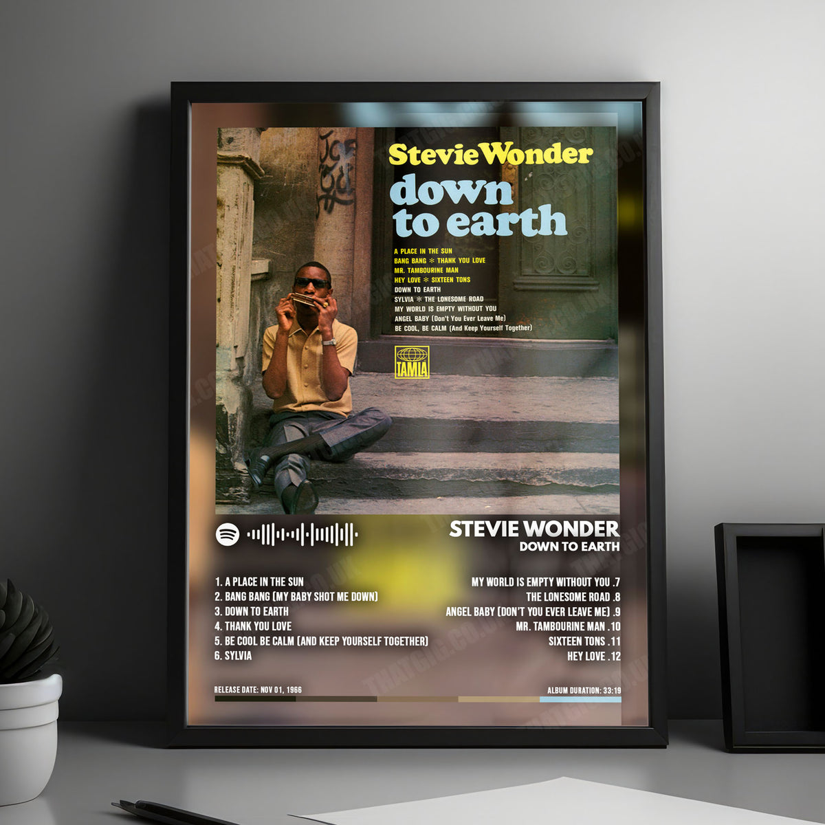 Stevie Wonder "Down To Earth" Album Cover Poster - with Complete Tracklist