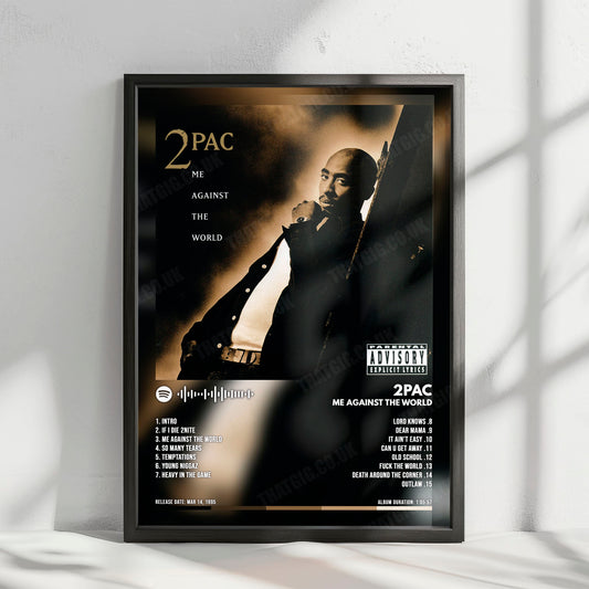 2Pac "Me Against the World" Album Cover Poster - with Complete Tracklist