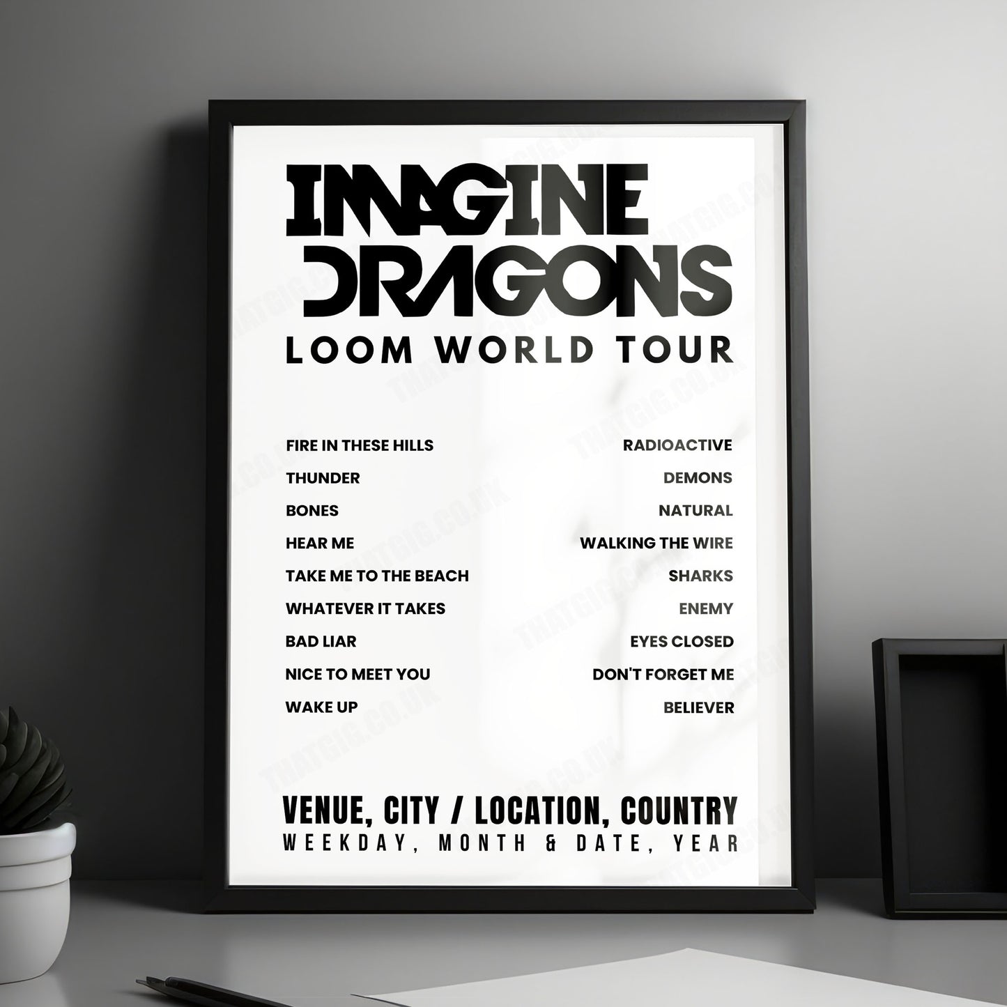 Imagine Dragons Setlist Poster - Hollywood Bowl, Los Angeles - October 27th, 2024