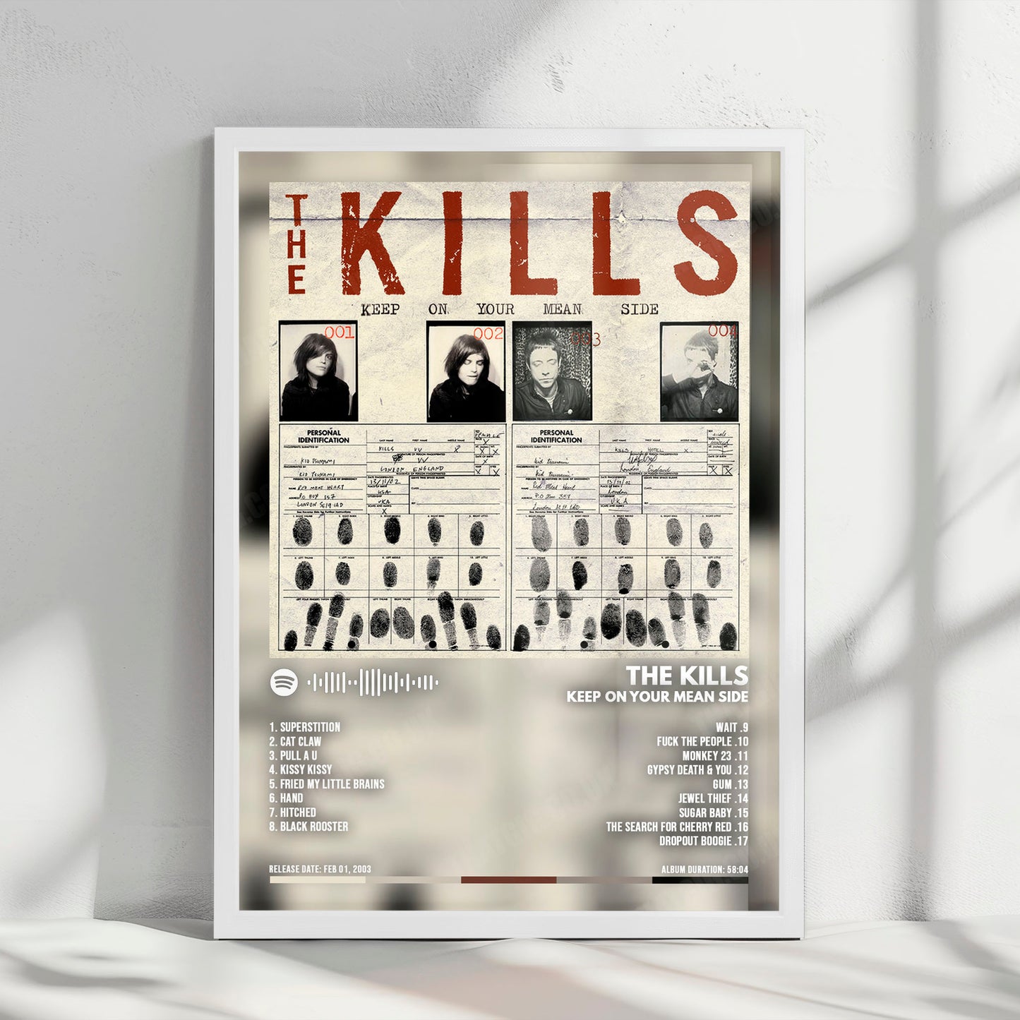 The Kills "Keep On Your Mean Side" Album Cover Poster - with Complete Tracklist