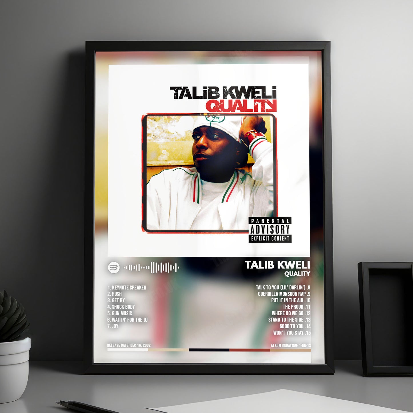 Talib Kweli "Quality" Album Cover Poster - with Complete Tracklist
