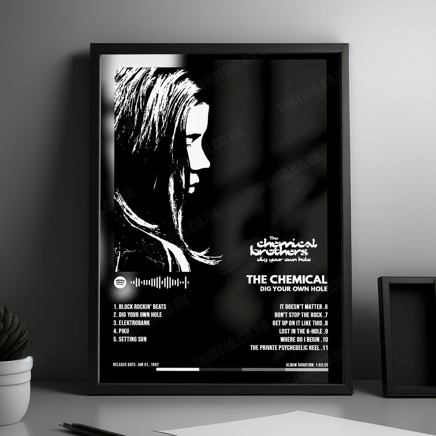 The Chemical Brothers "Dig Your Own Hole " Album Cover Poster - with Complete Tracklist