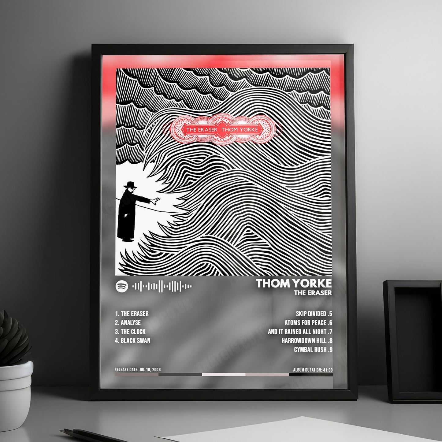 Thom Yorke "The Eraser" Album Cover Poster - with Complete Tracklist