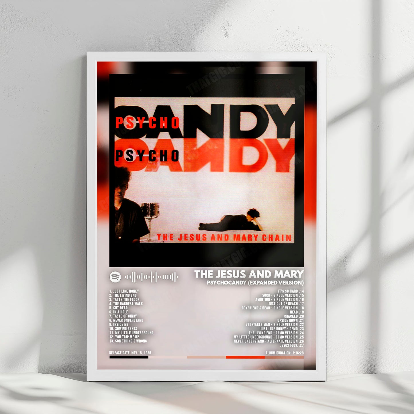 The Jesus and Mary Chain "Psychocandy" Album Cover Poster - with Complete Tracklist