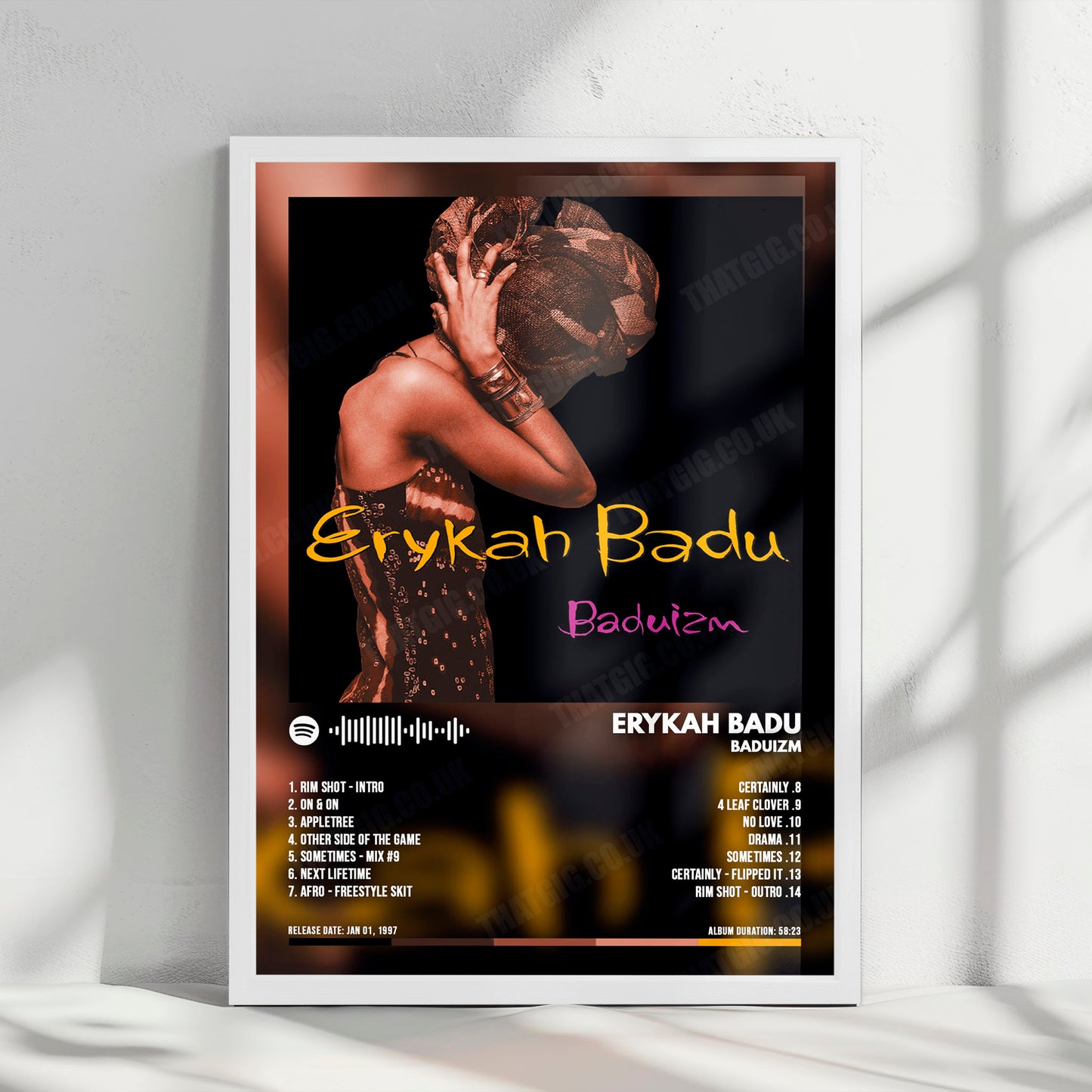 Erykah Badu "Baduizm " Album Cover Poster - with Complete Tracklist