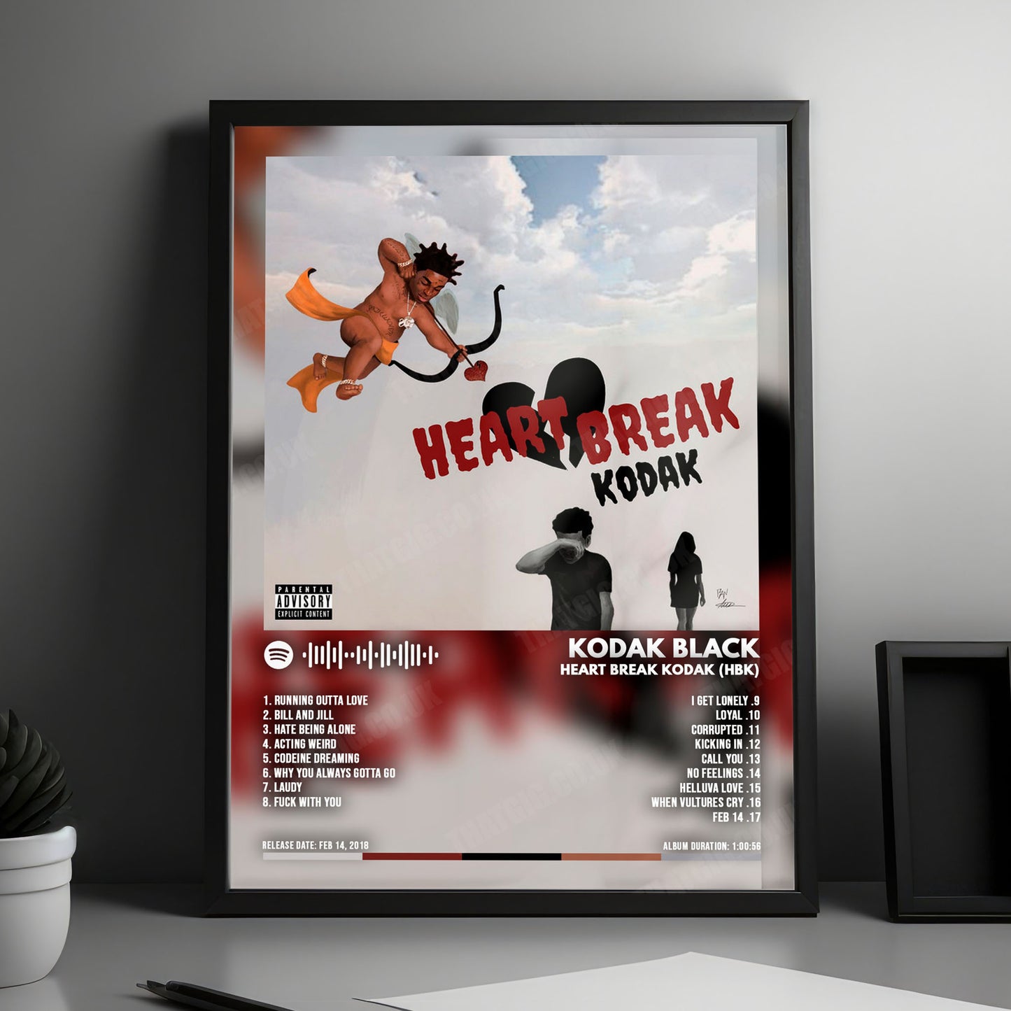 Kodak Black "Heart Break Kodak (HBK)" Album Cover Poster - with Complete Tracklist