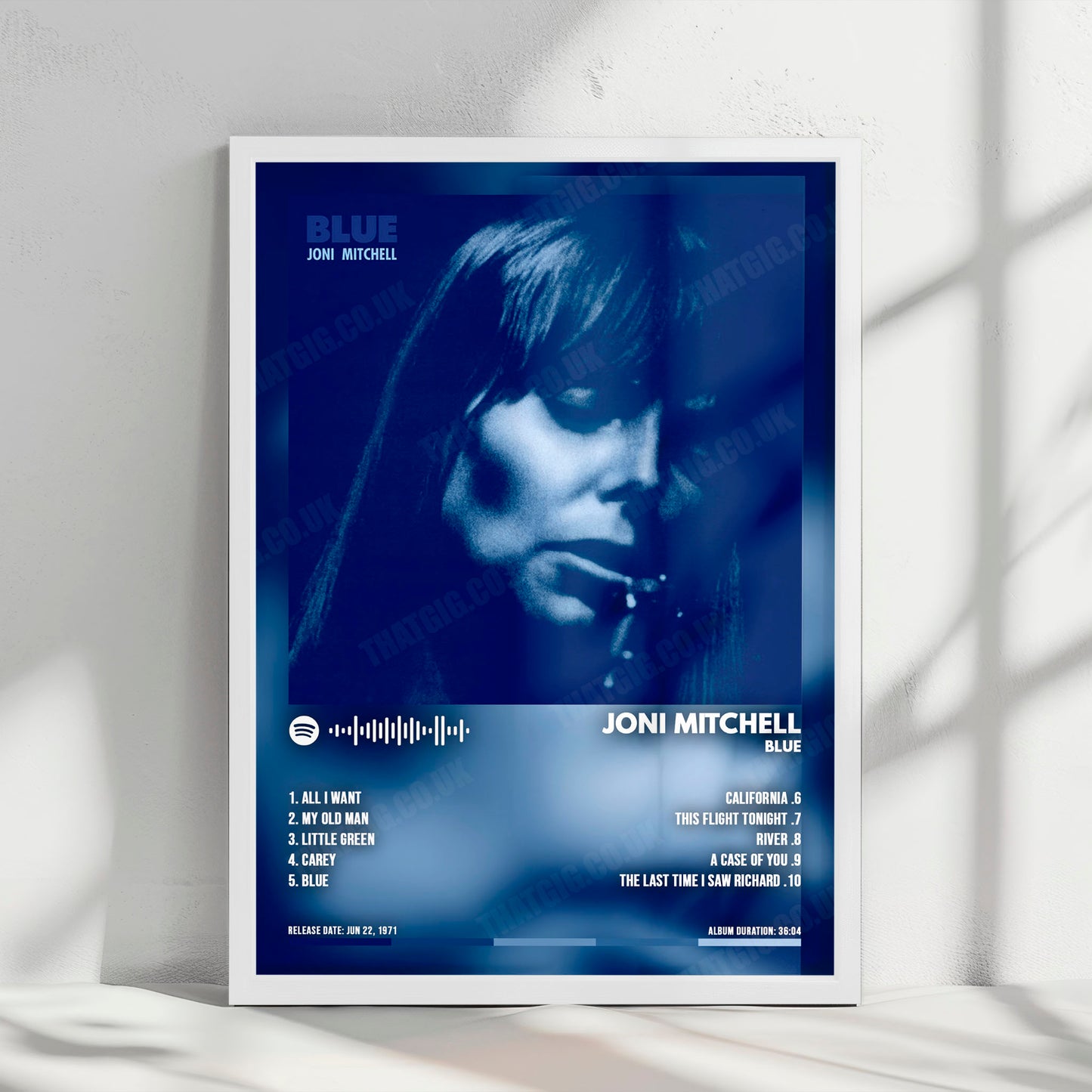 Joni Mitchell "Blue " Album Cover Poster - with Complete Tracklist