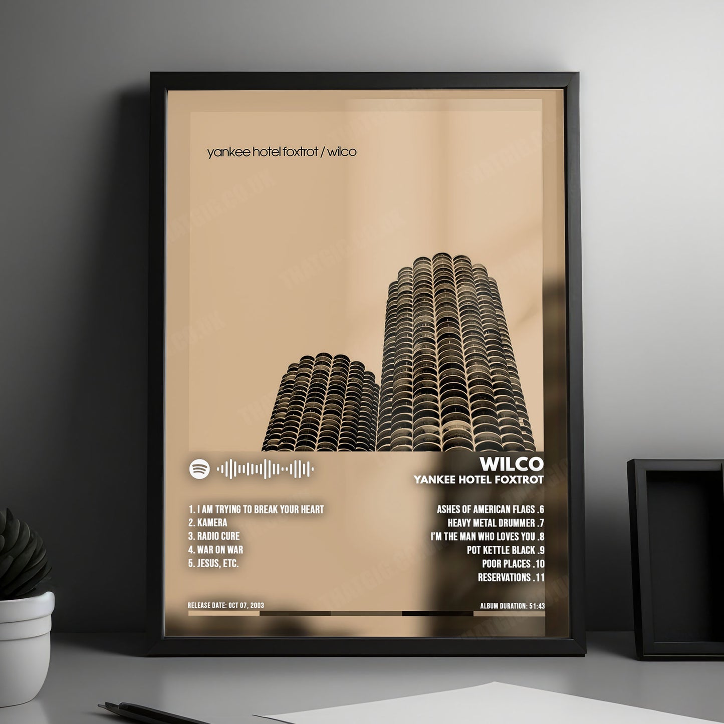Wilco "Yankee Hotel Foxtrot " Album Cover Poster - with Complete Tracklist