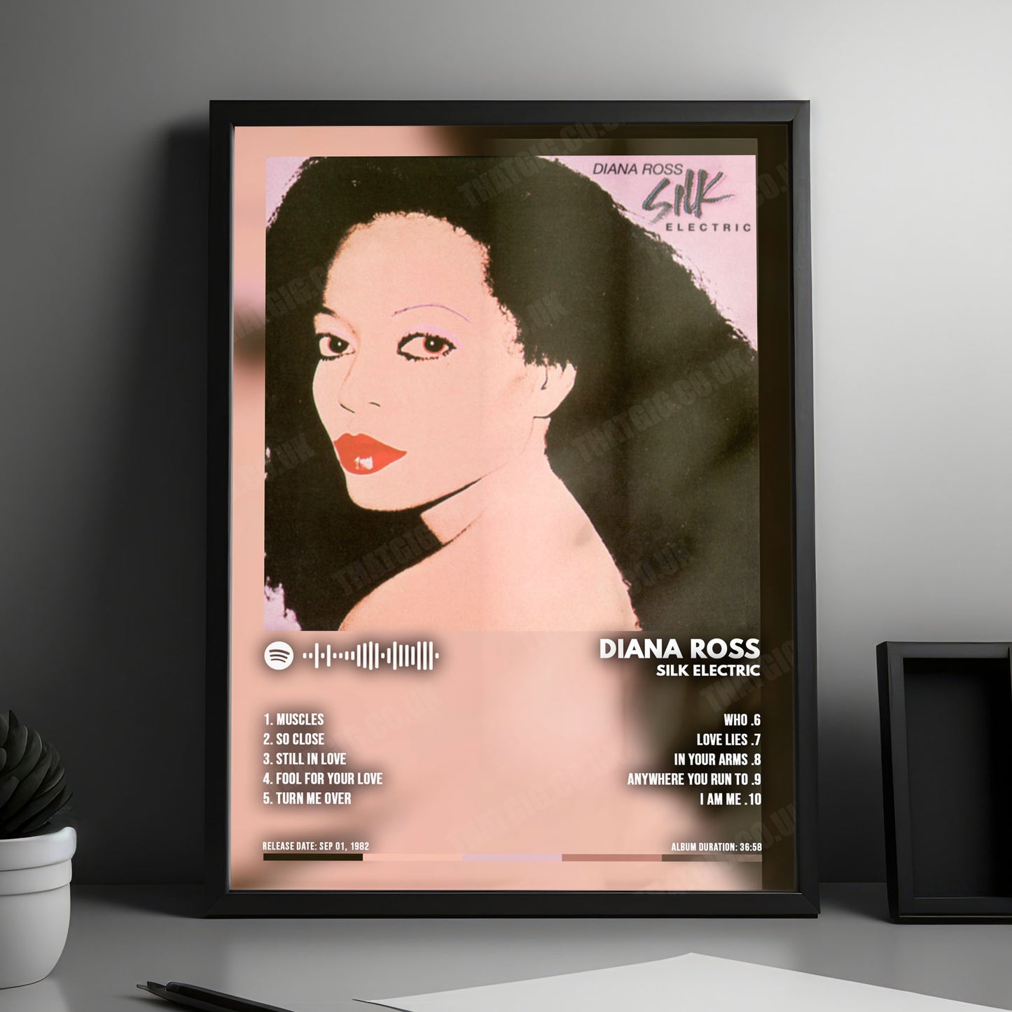 Diana Ross "Silk Electric" Album Cover Poster - with Complete Tracklist