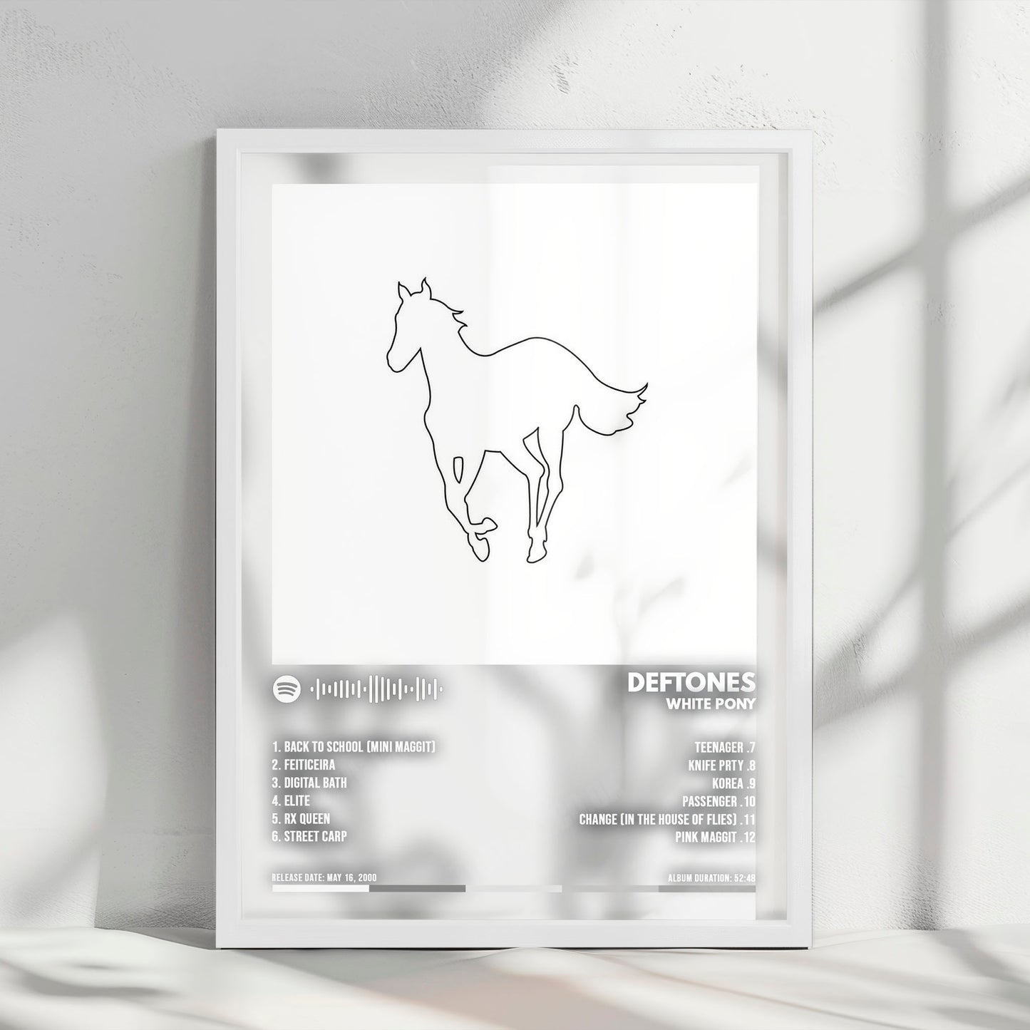 Deftones "White Pony " Album Cover Poster - with Complete Tracklist