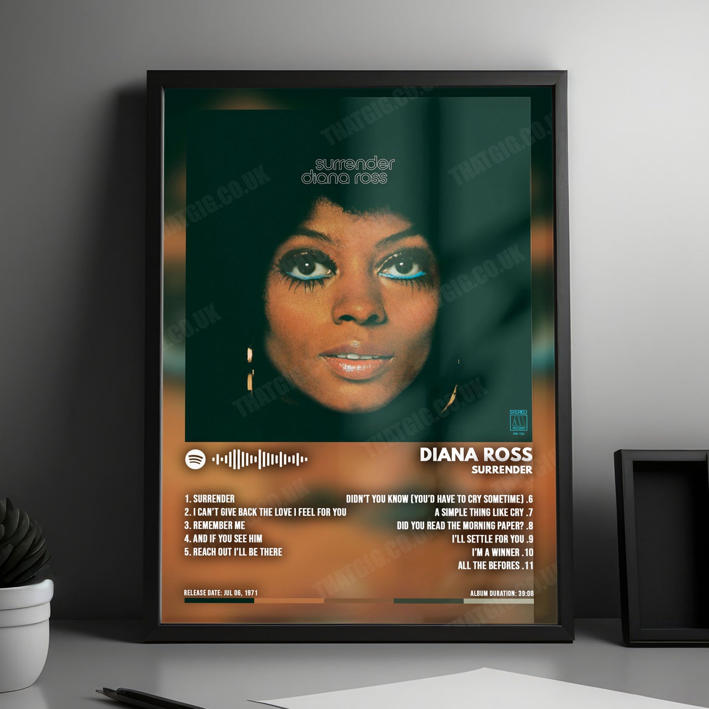 Diana Ross "Surrender" Album Cover Poster - with Complete Tracklist