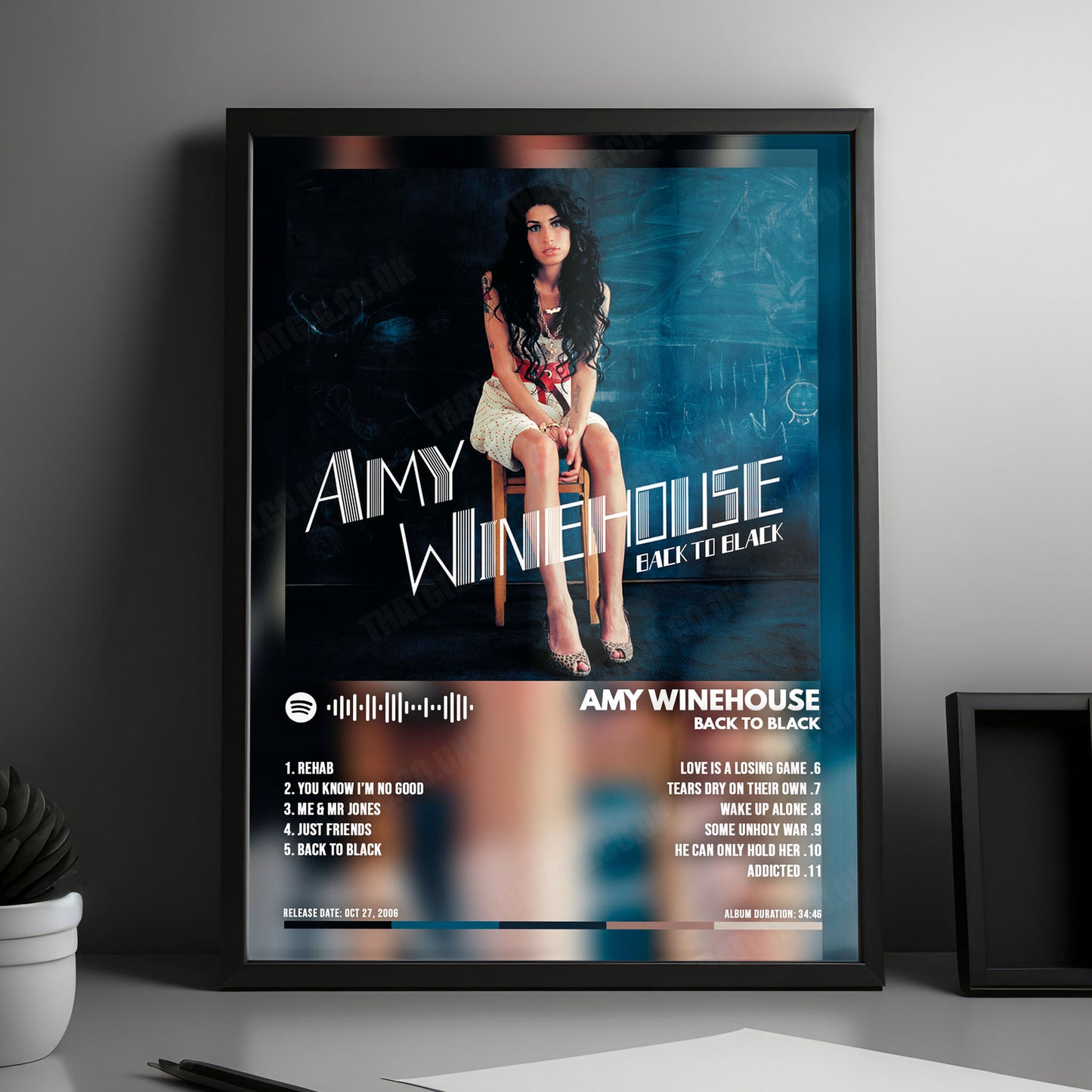 Amy Winehouse "Back to Black " Album Cover Poster - with Complete Tracklist