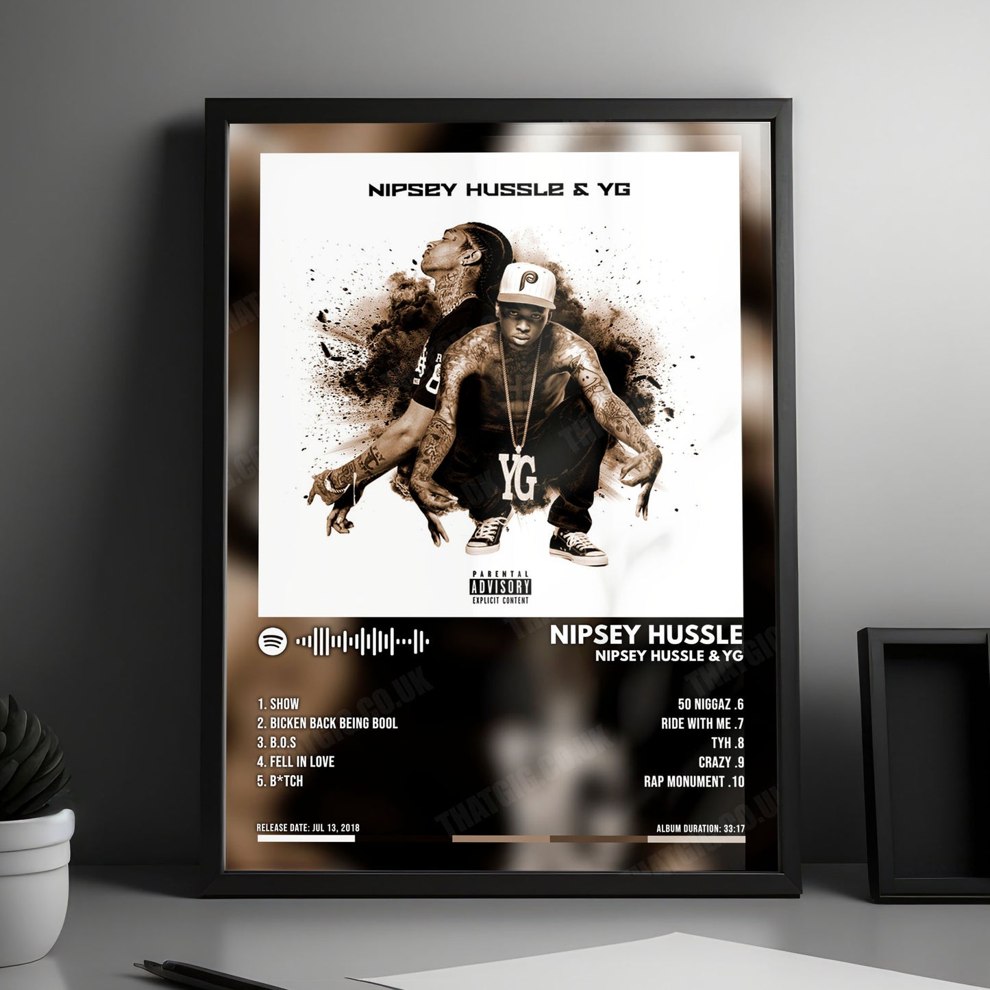 Nipsey Hussle "Nipsey Hussle & YG" Album Cover Poster - with Complete Tracklist