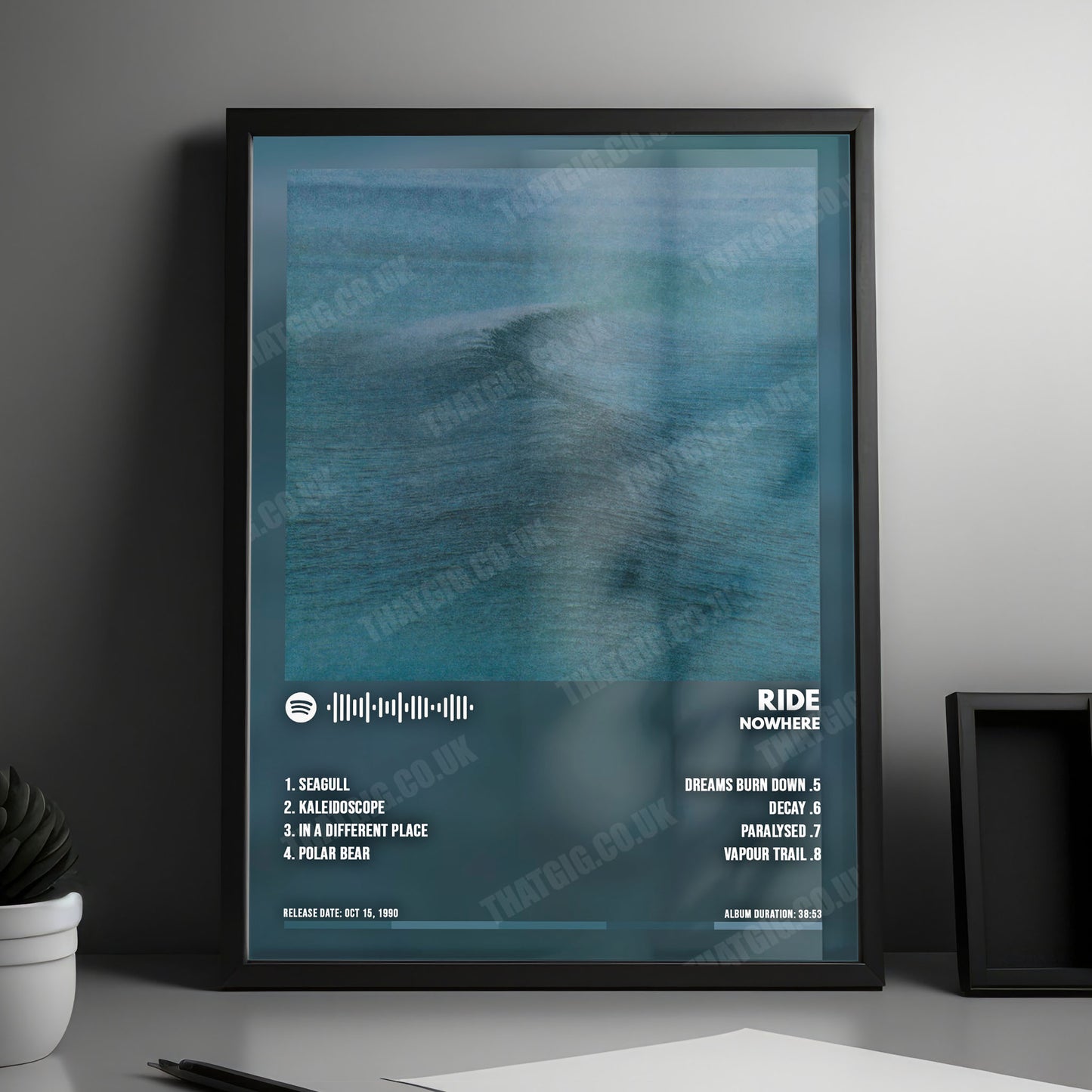 Ride "Nowhere" Album Cover Poster - with Complete Tracklist