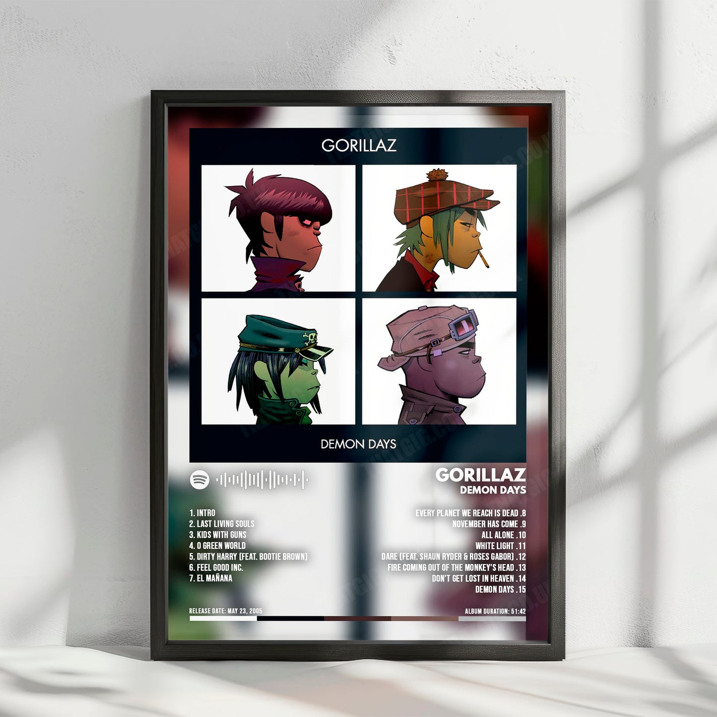 Gorillaz "Demon Days " Album Cover Poster - with Complete Tracklist