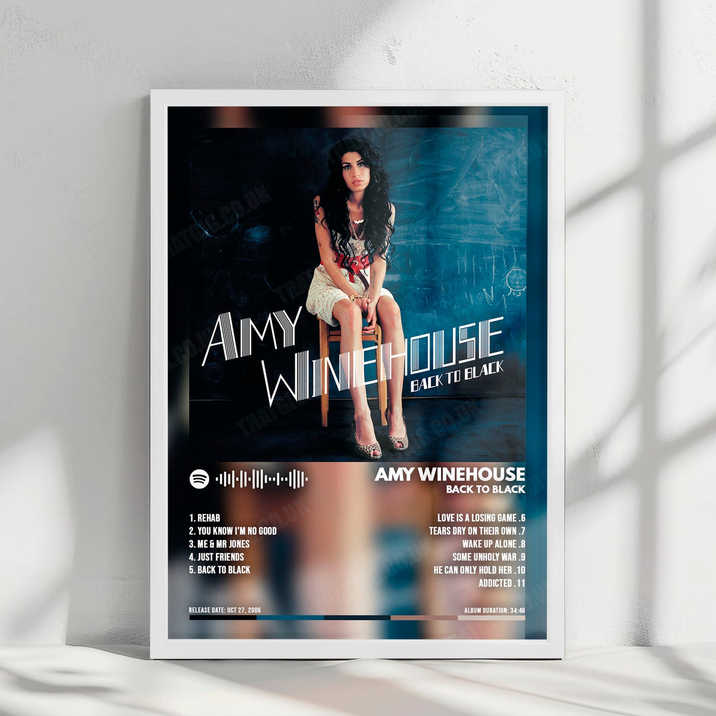 Amy Winehouse "Back to Black " Album Cover Poster - with Complete Tracklist