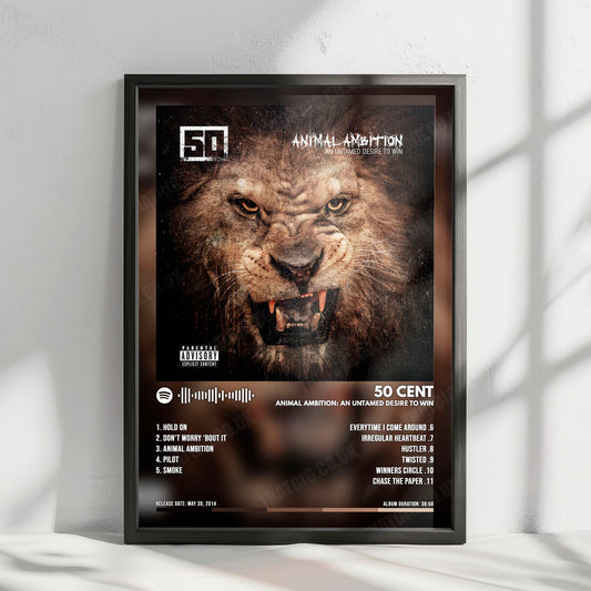 50 Cent "Animal Ambition" Album Cover Poster - with Complete Tracklist
