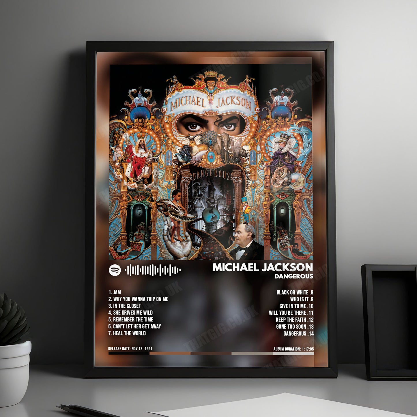 Michael Jackson "Dangerous" Album Cover Poster - with Complete Tracklist