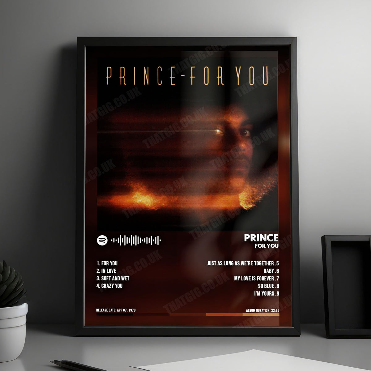 Prince "For You" Album Cover Poster - with Complete Tracklist