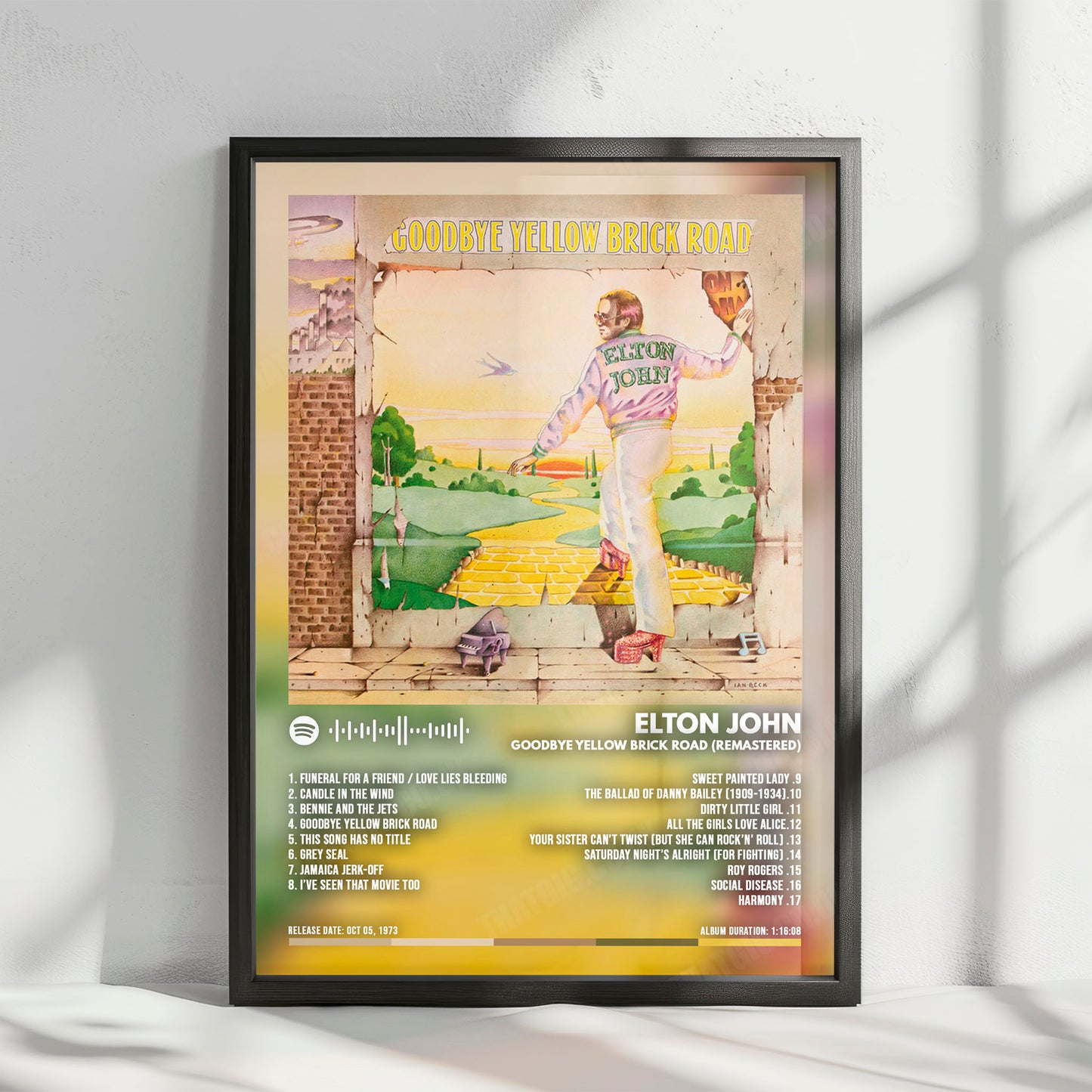 Elton John "Goodbye Yellow Brick Road " Album Cover Poster - with Complete Tracklist